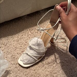 White Strap-Up Sandals